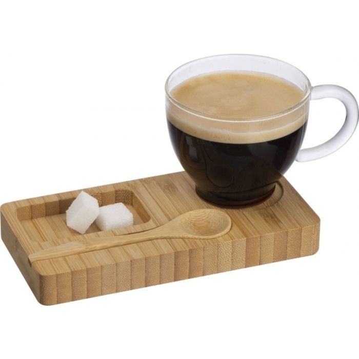 Tray with cup and spoon FORMOSA 150 ml