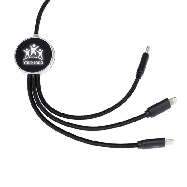 3in1 long cable with illuminated logo for engraving, W201TG
