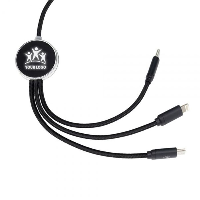 3in1 long cable with illuminated logo for engraving, W201TG