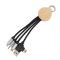 4-in-1 cable with illuminated logo in a wooden casing, LH-ZMU05