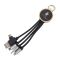 4-in-1 cable with illuminated logo in a wooden casing, LH-ZMU05