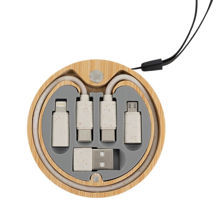 4in1 cable in wooden case, LH-ZM01