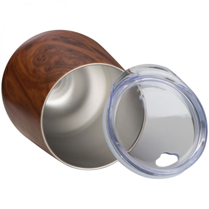 Stainless steel mug with wooden look BRIGHTON 380 ml