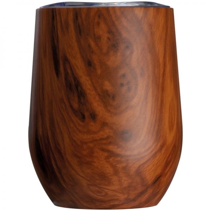 Stainless steel mug with wooden look BRIGHTON 380 ml