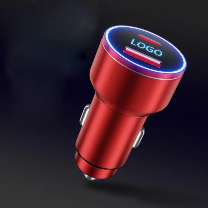Car charger with enlighted logo for engraving