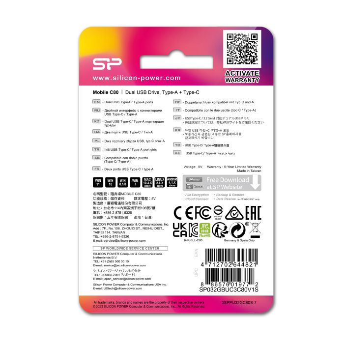 Pendrive Silicon Power for Type-C Mobile C80 3.2 OTG