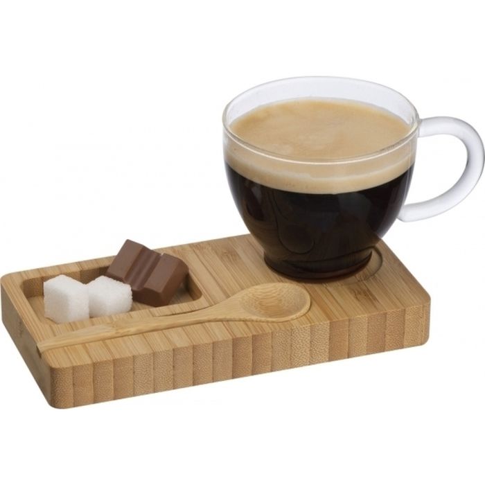 Tray with cup and spoon FORMOSA 150 ml