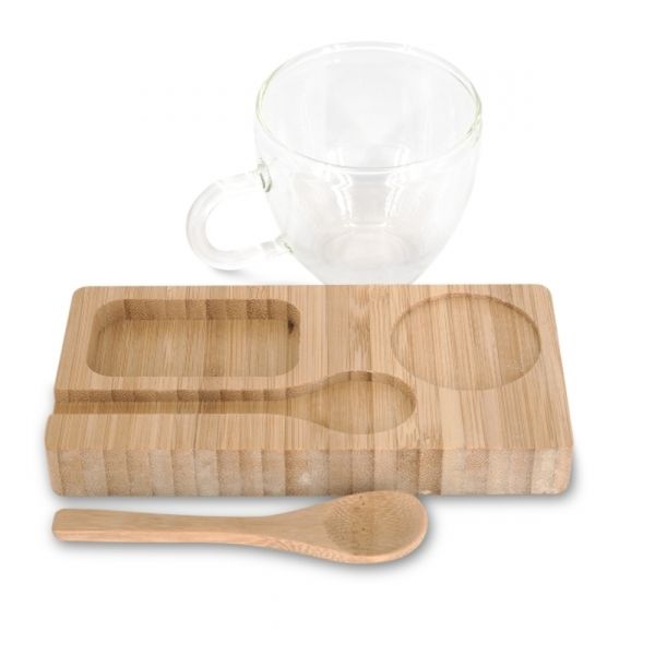 Tray with cup and spoon FORMOSA 150 ml