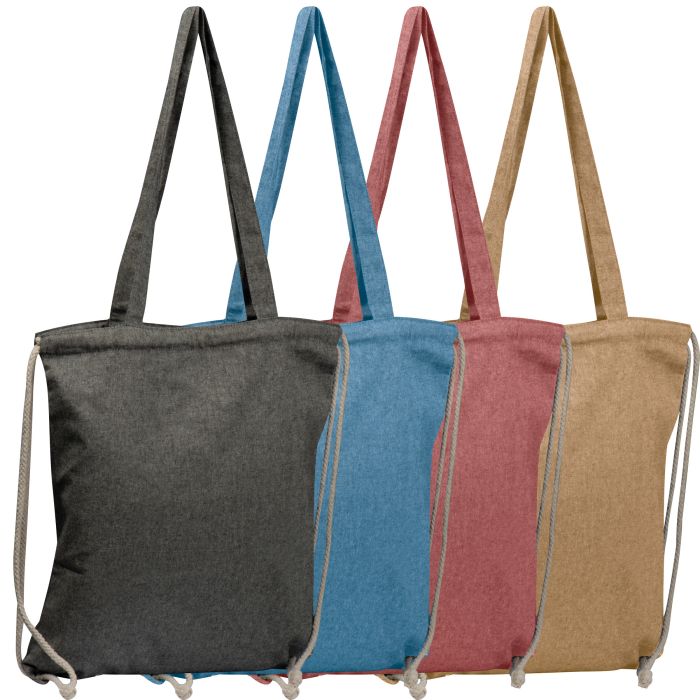 Recycled cotton bag with long handles, 140 g/m2, ADDISON