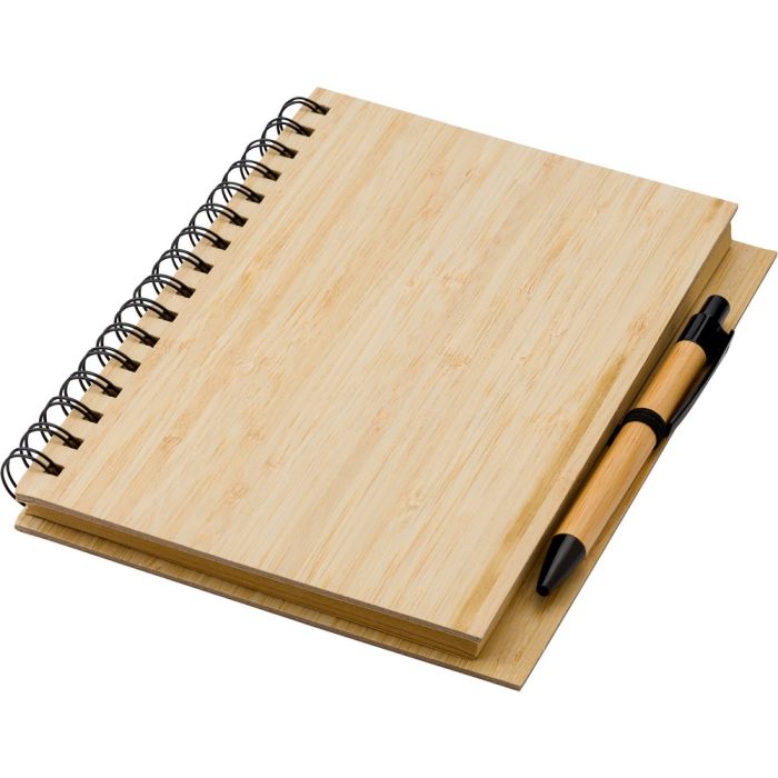 Bamboo notebook A5 with ball pen