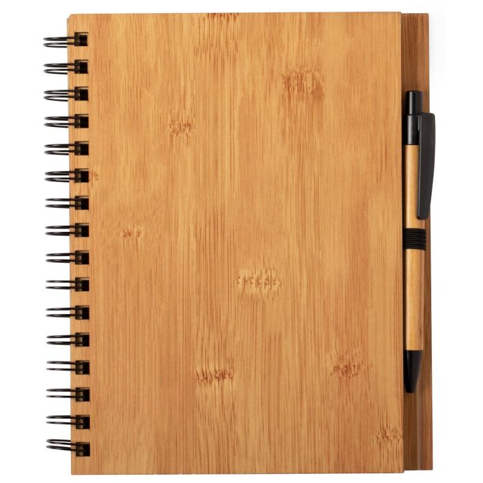 Bamboo notebook approx. A5 with ball pen