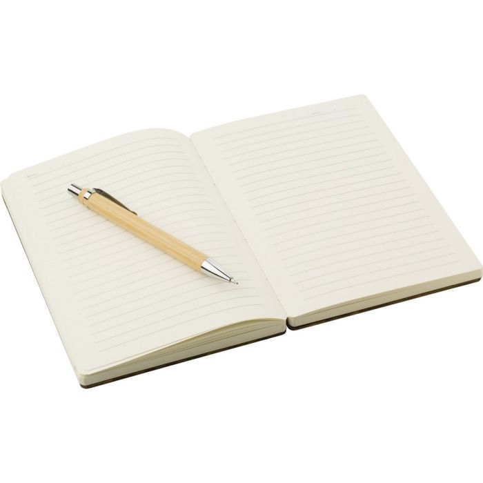 Bamboo notebook approx. B6 with ball pen