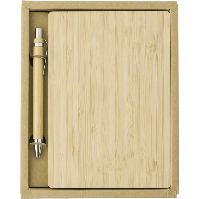 Bamboo notebook approx. B6 with ball pen