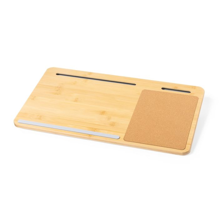 Bamboo desk organizer, laptop stand, phone stand, cork mouse pad