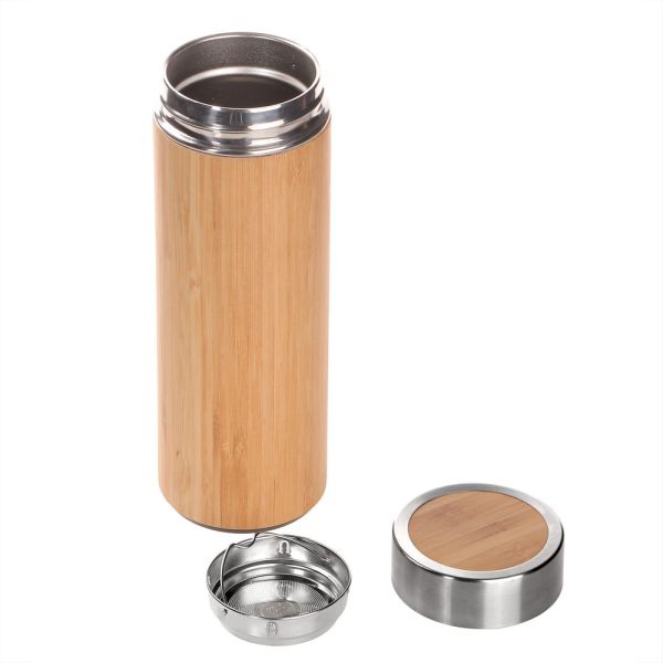 Bamboo thermos 350 ml with sieve stopping dregs | Christian
