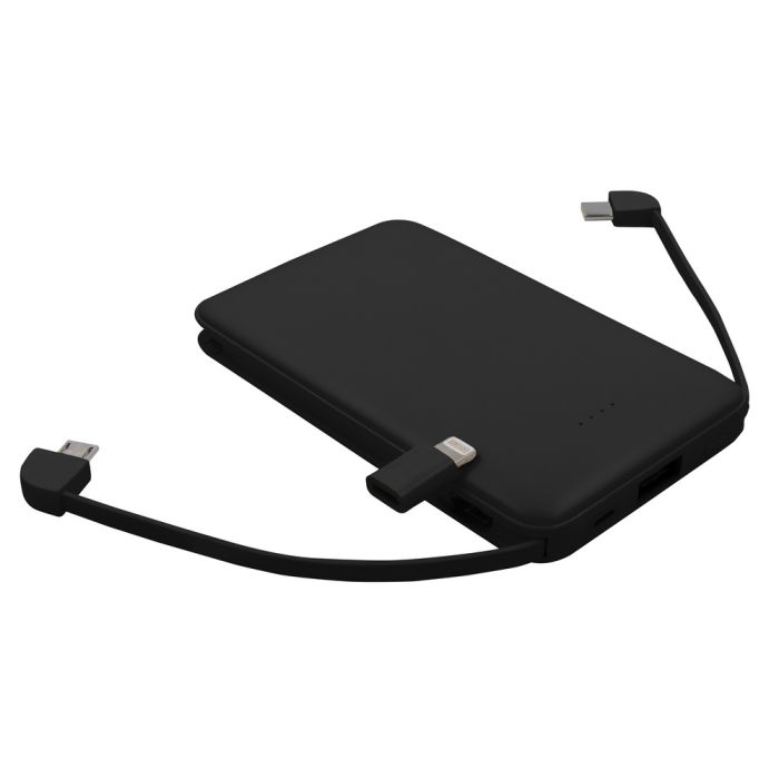 Power bank 5000 mAh with integrated cables, adapter included | Presley