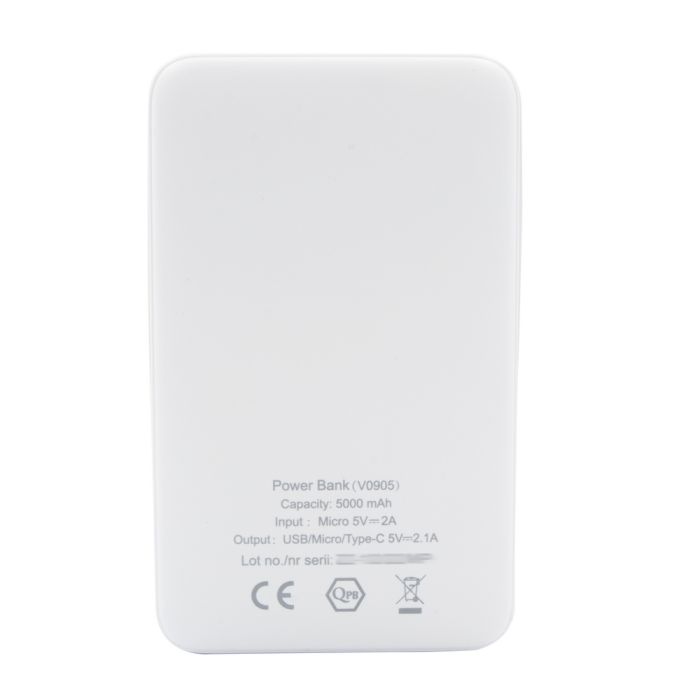 Power bank 5000 mAh with integrated cables, adapter included | Presley