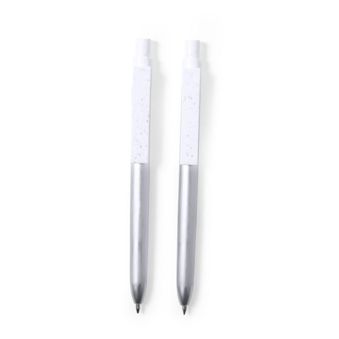 Recycled aluminium writing set, ball pen and roller ball pen