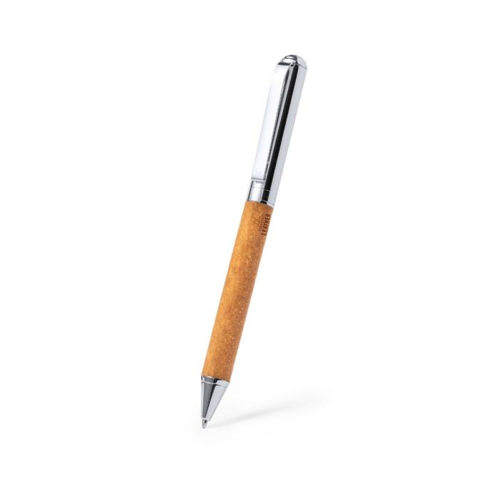 Recycled leather writing set, ball pen and roller ball pen