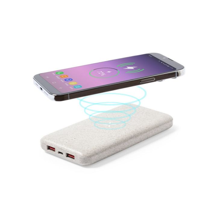 Wheat straw wireless power bank 8000 mAh, wireless charger 10W