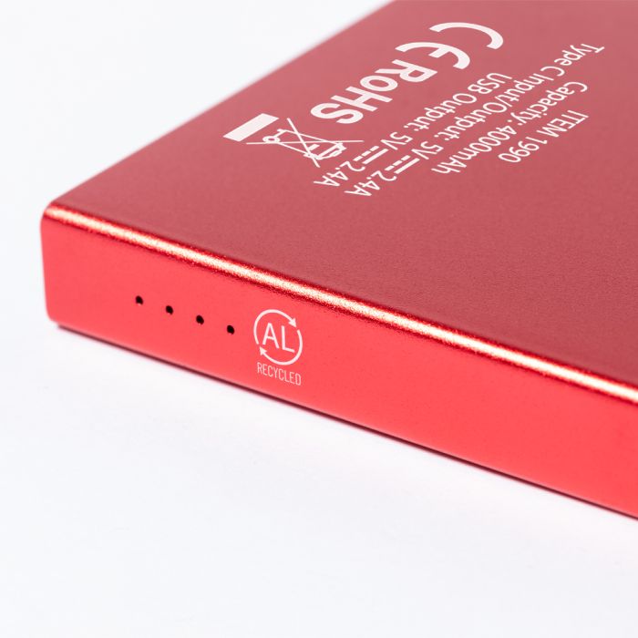 Recycled aluminium power bank 4000 mAh