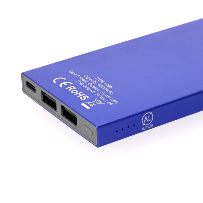 Recycled aluminium power bank 4000 mAh