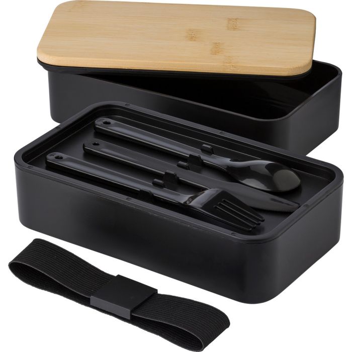 Lunch boxes 2 in 1, 2x400 ml, bamboo lid, cutlery
