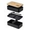 Lunch boxes 2 in 1, 2x400 ml, bamboo lid, cutlery