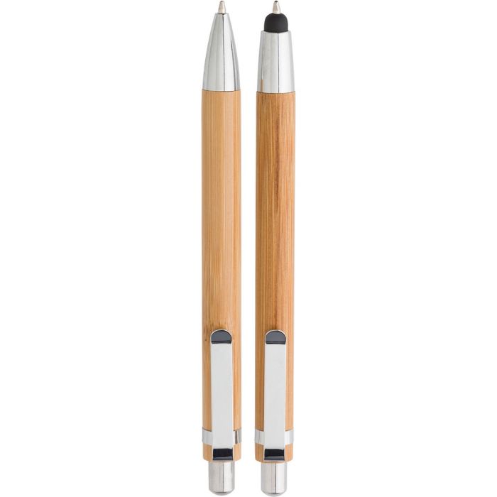Bamboo writing set, ball pen with touch pen and mechanical pencil