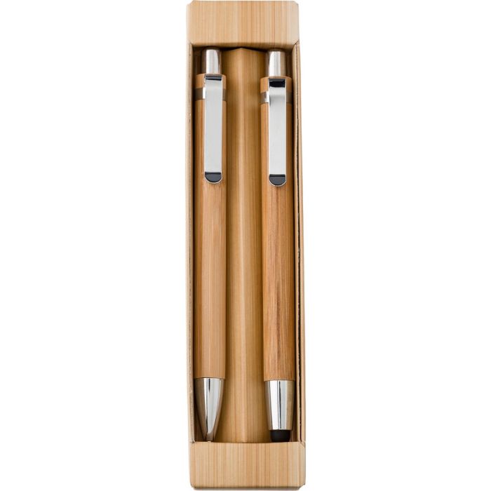 Bamboo writing set, ball pen with touch pen and mechanical pencil