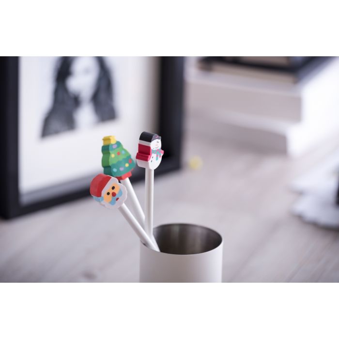Pencil with eraser, Christmas pattern