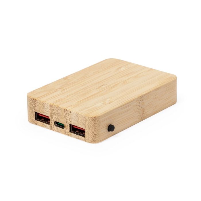 Magnetic wireless bamboo power bank 5000 mAh, wireless charger 15W
