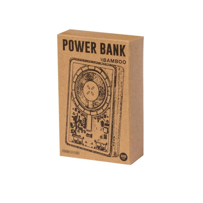 Magnetic wireless bamboo power bank 5000 mAh, wireless charger 15W