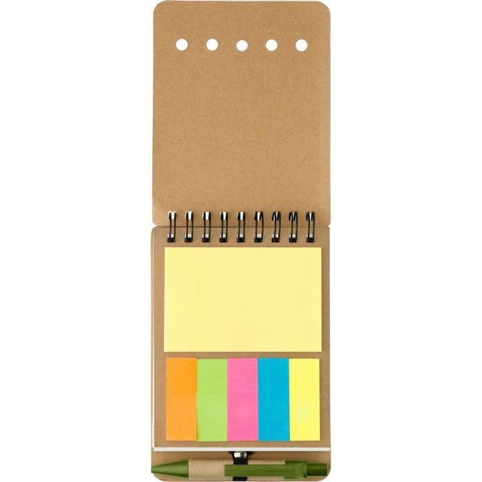 Memo holder, notebook approx. A6, sticky notes, ball pen