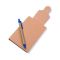 Memo holder, notebook A6, sticky notes, ball pen