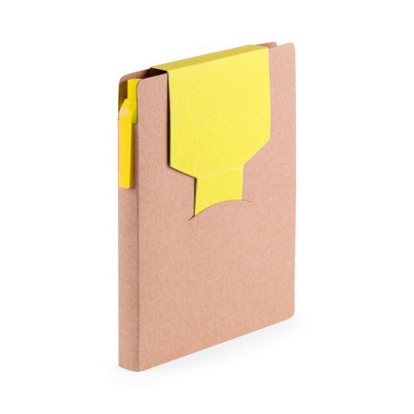 Memo holder, notebook A6, sticky notes, ball pen