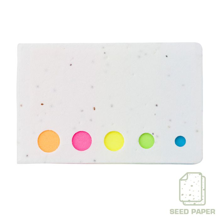 Memo holder, sticky notes, seed paper