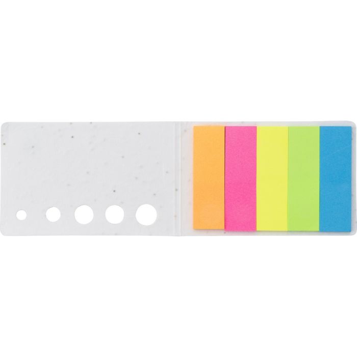 Memo holder, sticky notes, seed paper