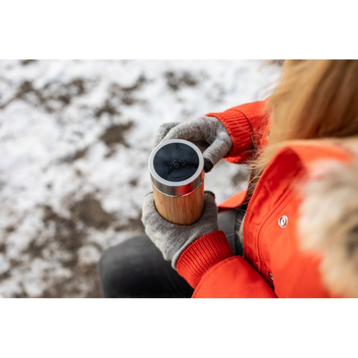 Bamboo thermos 500 ml with sieve stopping dregs and touch digital beverage temperature display | Georgia