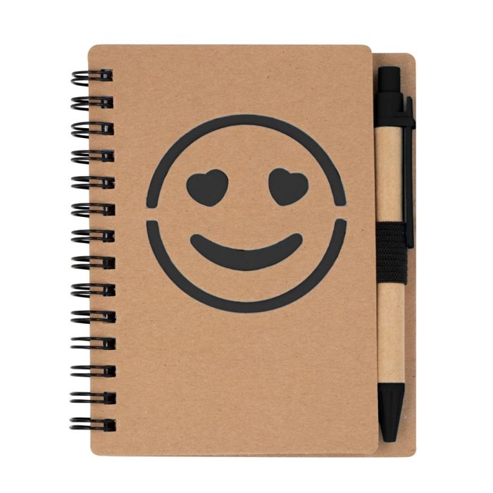 Notebook approx. B7 "smiling face" with ball pen | Dylan