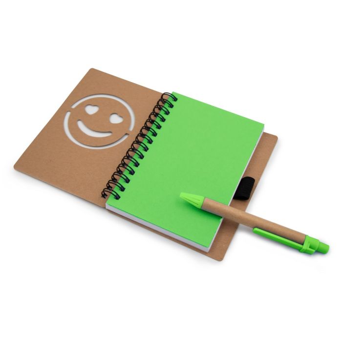 Notebook approx. B7 "smiling face" with ball pen | Dylan