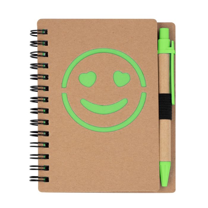 Notebook approx. B7 "smiling face" with ball pen | Dylan