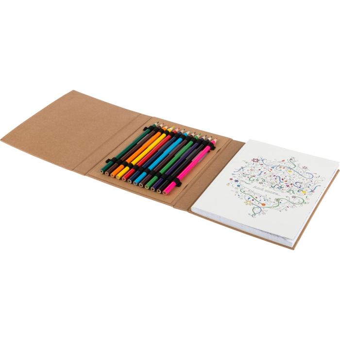 Colouring book for adults, colouring pencils