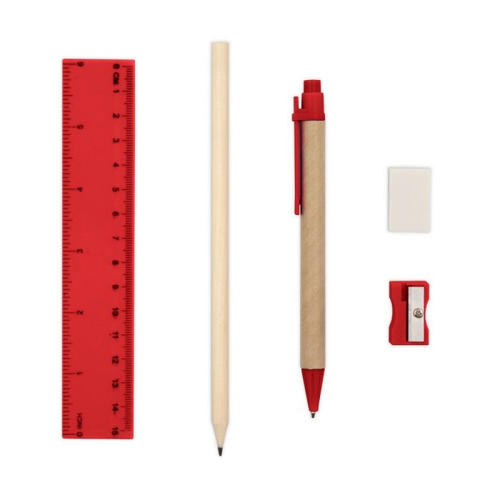 School set, pencil case, pencil, ball pen, ruler, eraser and pencil sharpener | Tobias