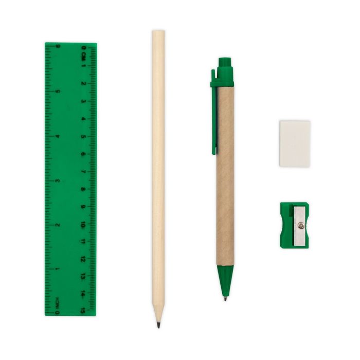 School set, pencil case, pencil, ball pen, ruler, eraser and pencil sharpener | Tobias
