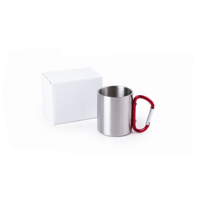 Metal mug 210 ml with carabiner clip
