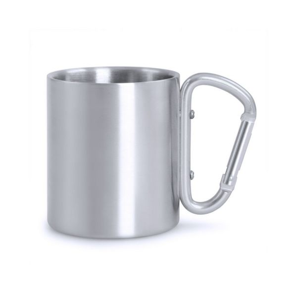 Metal mug 210 ml with carabiner clip