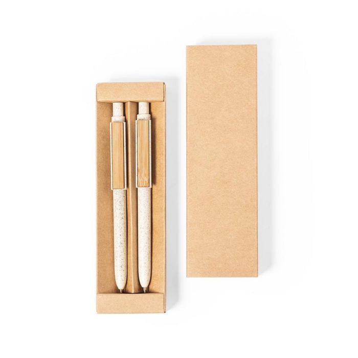 Wheat straw writing set, ball pen and mechanical pencil