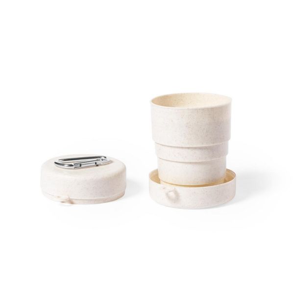 Foldable travel mug 220 ml with carabiner clip