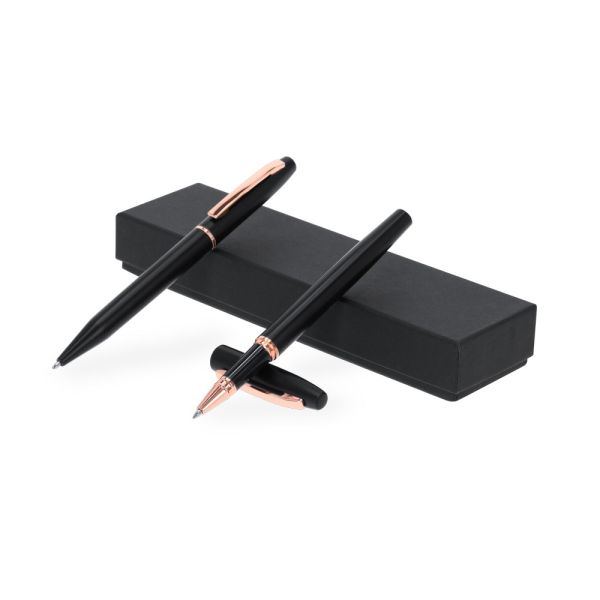 Recycled aluminium writing set, ball pen and roller ball pen